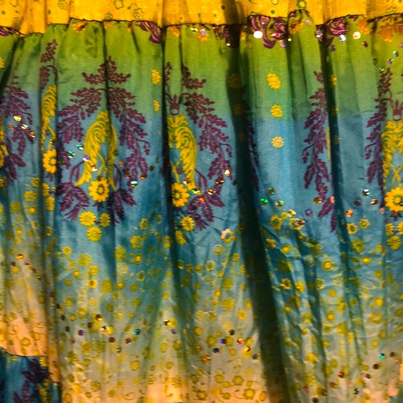 Vibrant Silky Mini Dress Very Colorful With Glitter Embellishment - Picture 5 of 8